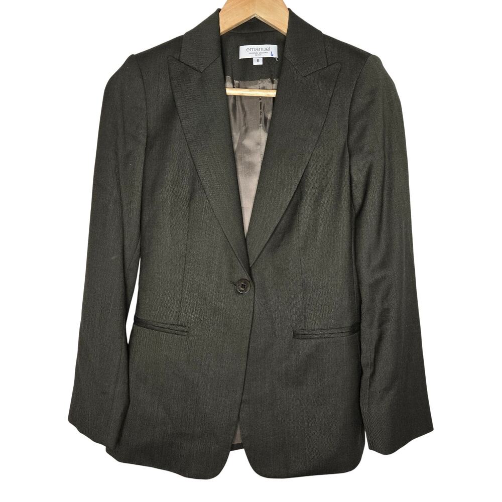 Emanuel Ungaro Womens Vintage Y2K Preppy Old Money Designer Wool Blazer Petite 6